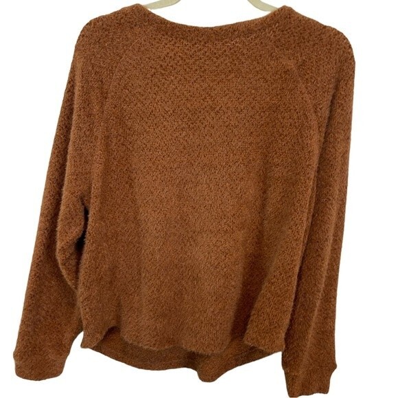 Double zero rust colored v neck Long Sleeve Sweater S - Picture 2 of 4